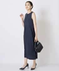 PHEGQ48330 GEORGES RECH(小さいサイズ)(メゾン ドゥ サンク) 【セットアップ対応】ピンストライプノースリーブワンピース ネイビー