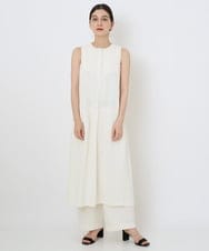 PHEGQ48330 GEORGES RECH(小さいサイズ)(メゾン ドゥ サンク) 【セットアップ対応】ピンストライプノースリーブワンピース ホワイト