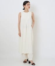 PHEGQ48330 GEORGES RECH(小さいサイズ)(メゾン ドゥ サンク) 【セットアップ対応】ピンストライプノースリーブワンピース ホワイト