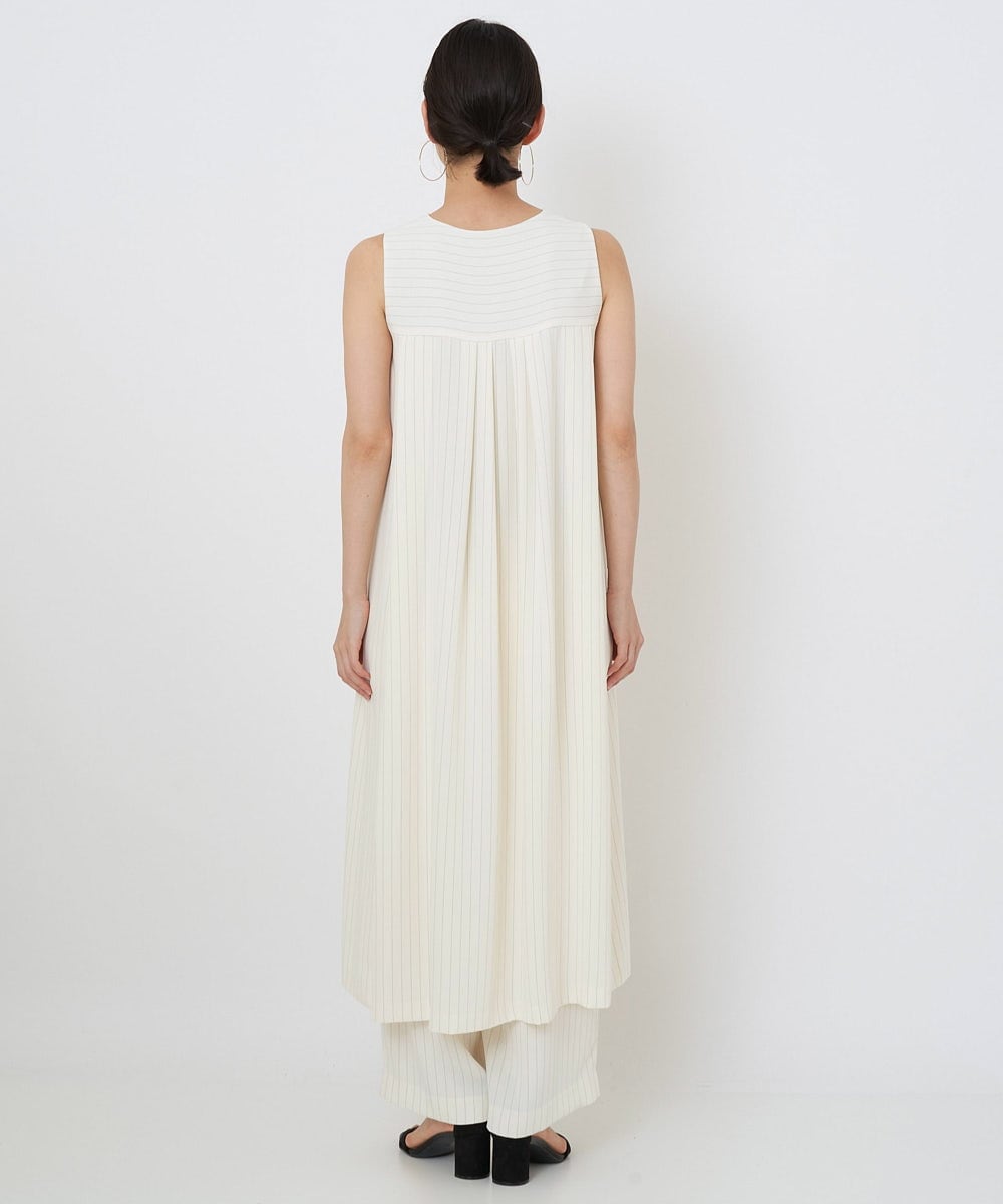 PHEGQ48330 GEORGES RECH(小さいサイズ)(メゾン ドゥ サンク) 【セットアップ対応】ピンストライプノースリーブワンピース ホワイト