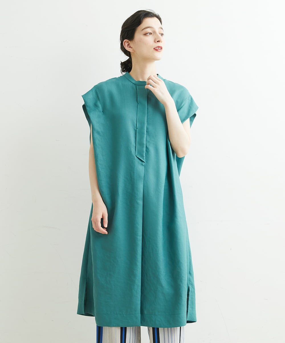 PHEGS35390 GEORGES RECH(小さいサイズ)(メゾン ドゥ サンク) [日本製]ビッグシルエットドレープワンピース   ライトグレージュ