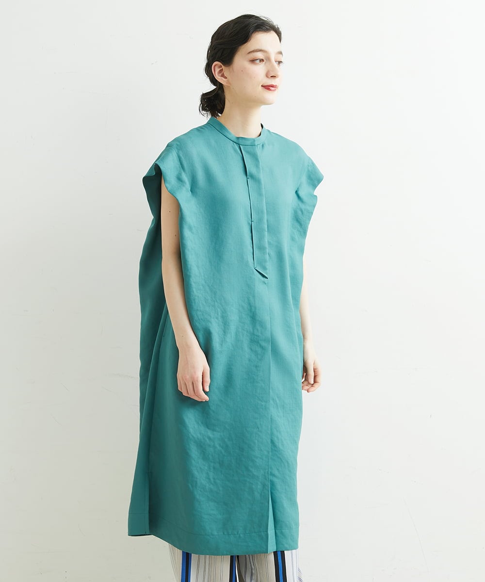 PHEGS35390 GEORGES RECH(小さいサイズ)(メゾン ドゥ サンク) [日本製]ビッグシルエットドレープワンピース   ライトグレージュ