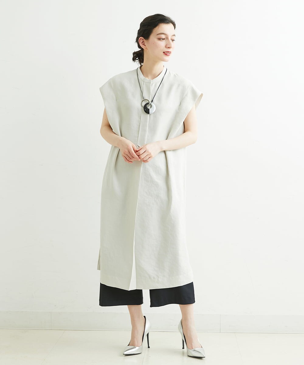 PHEGS35390 GEORGES RECH(小さいサイズ)(メゾン ドゥ サンク) [日本製]ビッグシルエットドレープワンピース   ライトグレージュ