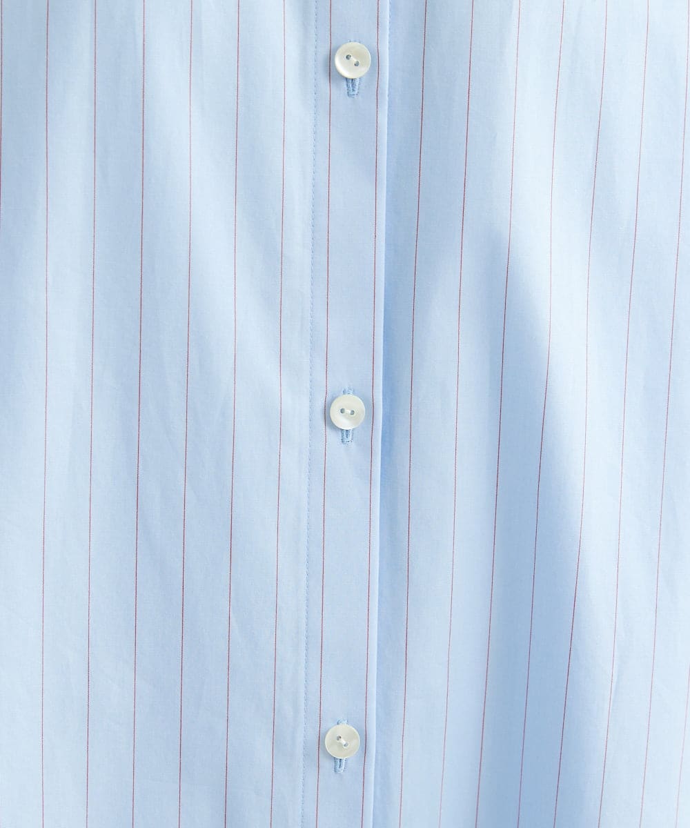 PHEGS36430 GEORGES RECH(小さいサイズ)(メゾン ドゥ サンク) [日本製]2WAYスリーブストライプシャツワンピース ライトブルー系