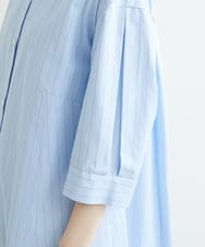 PHEGS36430 GEORGES RECH(小さいサイズ)(メゾン ドゥ サンク) [日本製]2WAYスリーブストライプシャツワンピース ライトブルー系