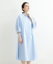 PHEGS36430 GEORGES RECH(小さいサイズ)(メゾン ドゥ サンク) [日本製]2WAYスリーブストライプシャツワンピース ライトブルー系