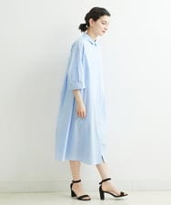 PHEGS36430 GEORGES RECH(小さいサイズ)(メゾン ドゥ サンク) [日本製]2WAYスリーブストライプシャツワンピース ライトブルー系