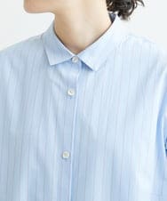 PHEGS36430 GEORGES RECH(小さいサイズ)(メゾン ドゥ サンク) [日本製]2WAYスリーブストライプシャツワンピース ライトブルー系