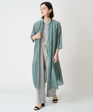 PHEGX61360 GEORGES RECH(小さいサイズ)(メゾン ドゥ サンク)  [2点セット]シアーツインセットシャツワンピース グリーン