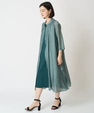 PHEGX61360 GEORGES RECH(小さいサイズ)(メゾン ドゥ サンク)  [2点セット]シアーツインセットシャツワンピース グリーン