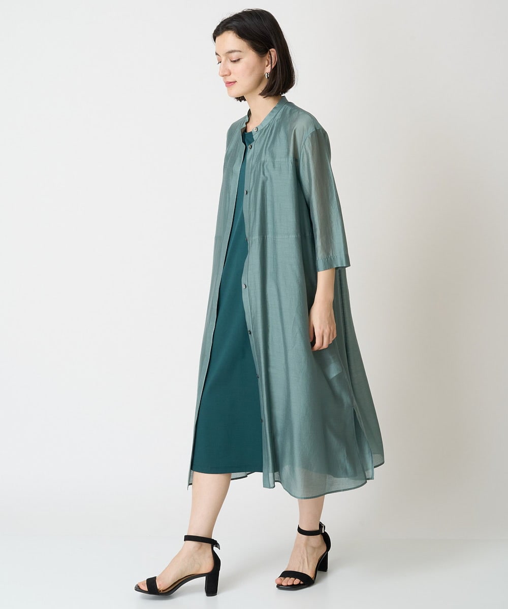 PHEGX61360 GEORGES RECH(小さいサイズ)(メゾン ドゥ サンク)  [2点セット]シアーツインセットシャツワンピース グリーン