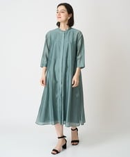 PHEGX61360 GEORGES RECH(小さいサイズ)(メゾン ドゥ サンク)  [2点セット]シアーツインセットシャツワンピース グリーン