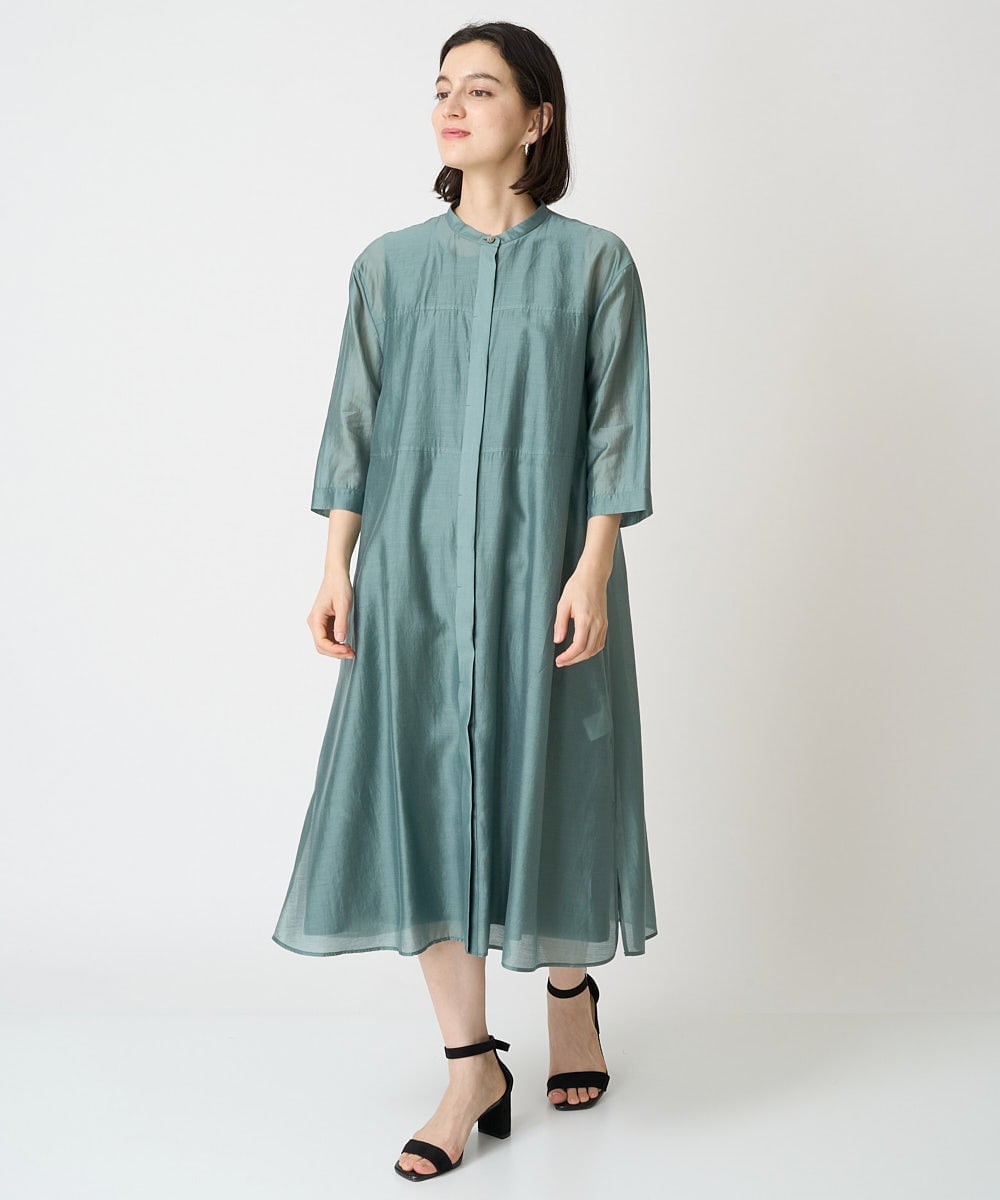 PHEGX61360 GEORGES RECH(小さいサイズ)(メゾン ドゥ サンク)  [2点セット]シアーツインセットシャツワンピース グリーン