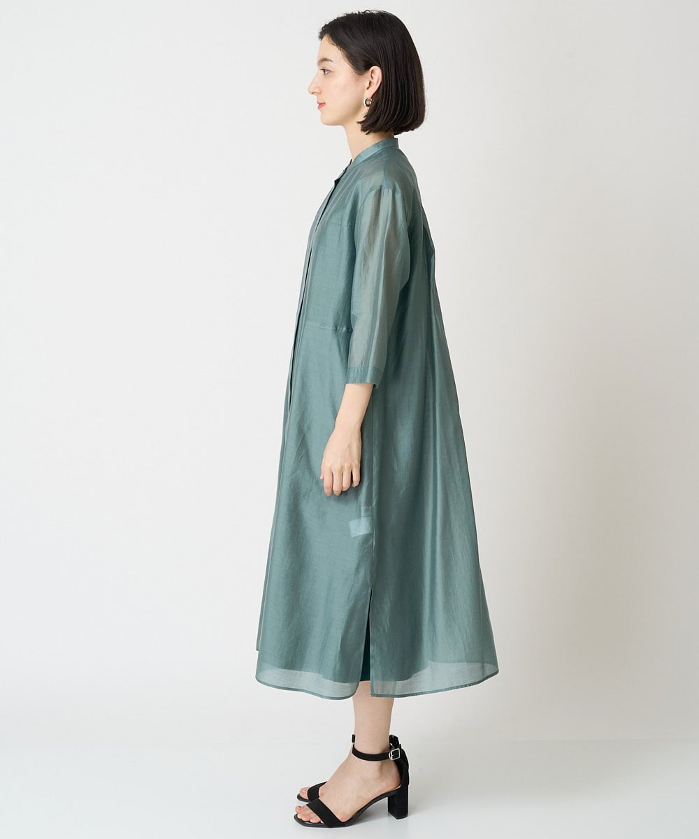 PHEGX61360 GEORGES RECH(小さいサイズ)(メゾン ドゥ サンク)  [2点セット]シアーツインセットシャツワンピース グリーン