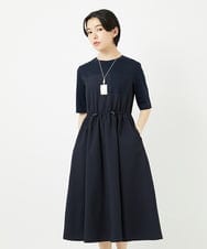 PHEHA55450 GEORGES RECH(小さいサイズ)(メゾン ドゥ サンク) [接触冷感/吸汗速乾]サッカーシャドーギンガムワンピース ネイビー