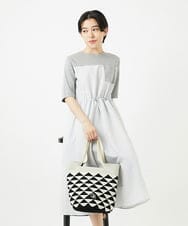 PHEHA55450 GEORGES RECH(小さいサイズ)(メゾン ドゥ サンク) [接触冷感/吸汗速乾]サッカーシャドーギンガムワンピース ライトグレー