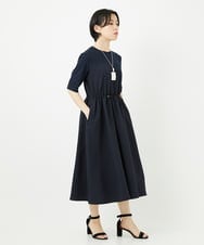 PHEHA55450 GEORGES RECH(小さいサイズ)(メゾン ドゥ サンク) [接触冷感/吸汗速乾]サッカーシャドーギンガムワンピース ライトグレー