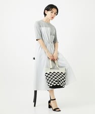 PHEHA55450 GEORGES RECH(小さいサイズ)(メゾン ドゥ サンク) [接触冷感/吸汗速乾]サッカーシャドーギンガムワンピース ライトグレー