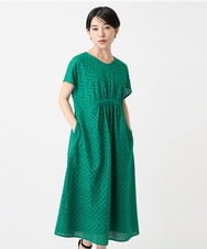 PHEHA56390 GEORGES RECH(小さいサイズ)(メゾン ドゥ サンク) コットンエンブロイダリーワンピース グリーン