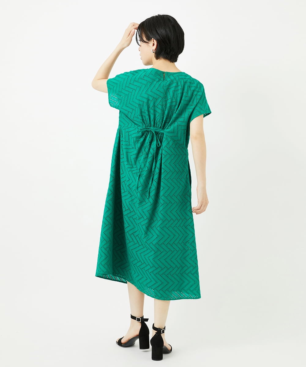 PHEHA56390 GEORGES RECH(小さいサイズ)(メゾン ドゥ サンク) コットンエンブロイダリーワンピース グリーン