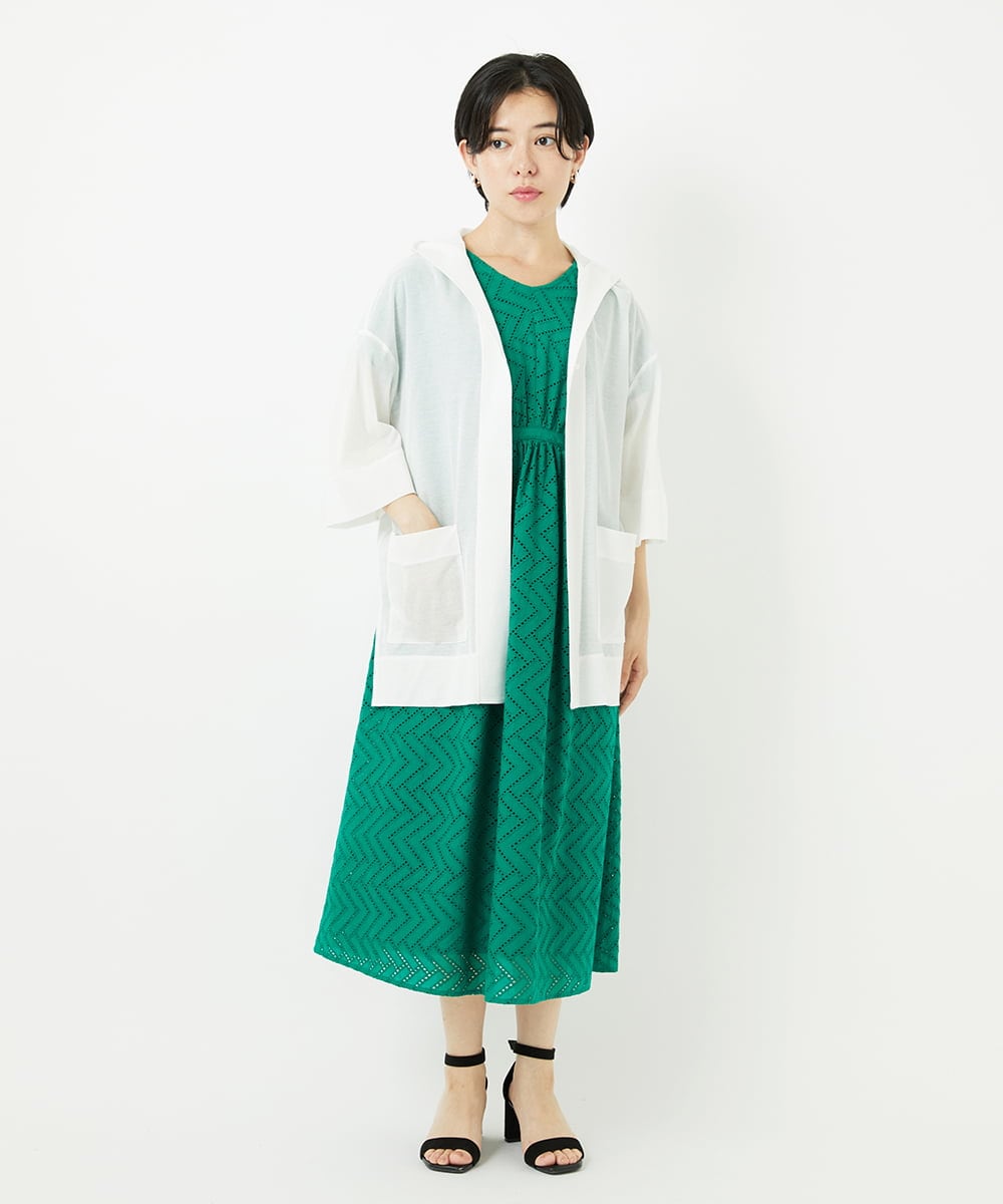 PHEHA56390 GEORGES RECH(小さいサイズ)(メゾン ドゥ サンク) コットンエンブロイダリーワンピース グリーン