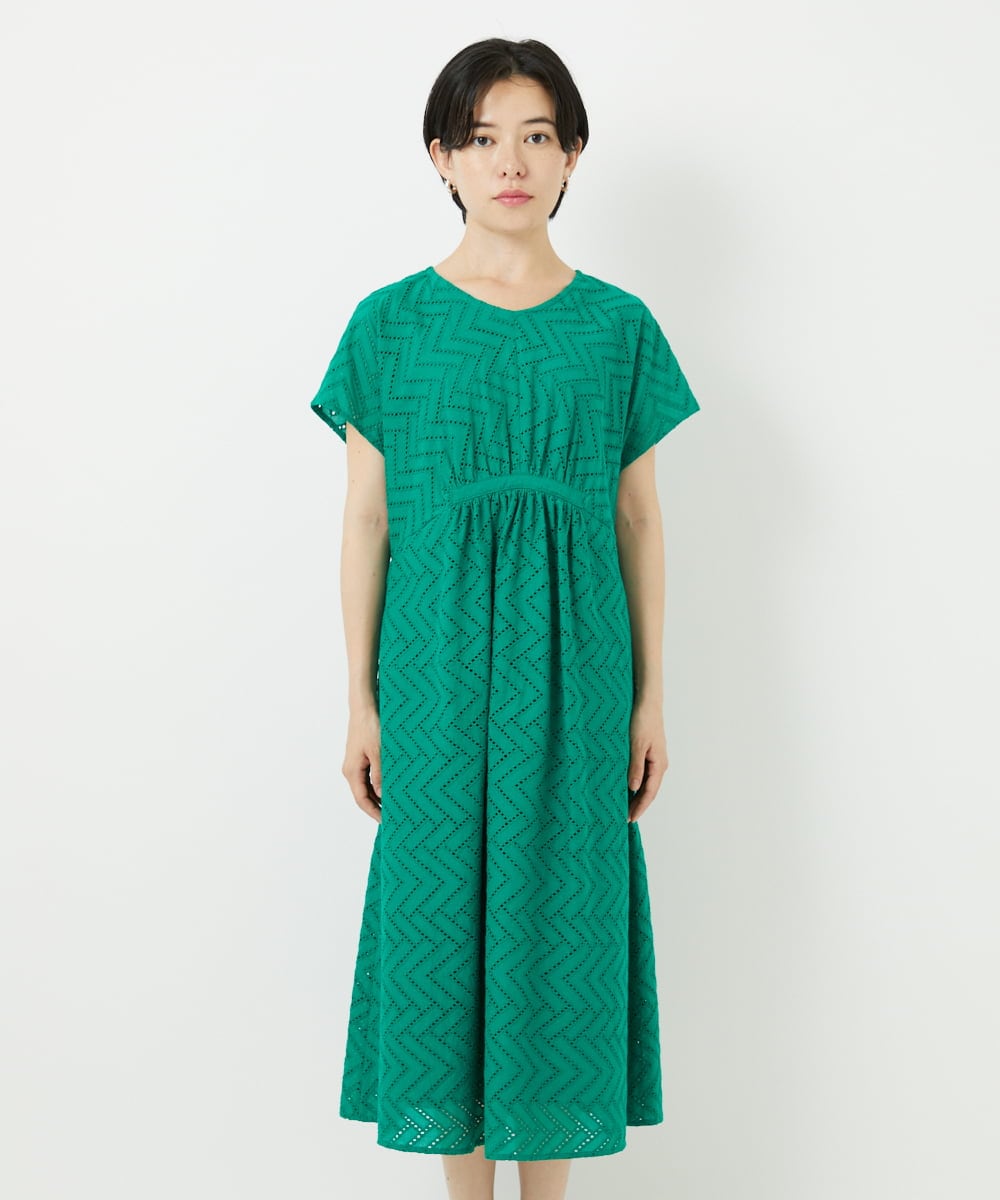 PHEHA56390 GEORGES RECH(小さいサイズ)(メゾン ドゥ サンク) コットンエンブロイダリーワンピース グリーン