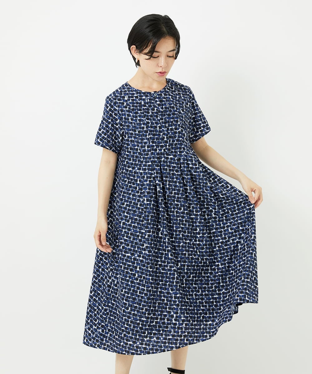 PHEHA57490 GEORGES RECH(小さいサイズ)(メゾン ドゥ サンク) ジオメトリックワンピース ネイビー