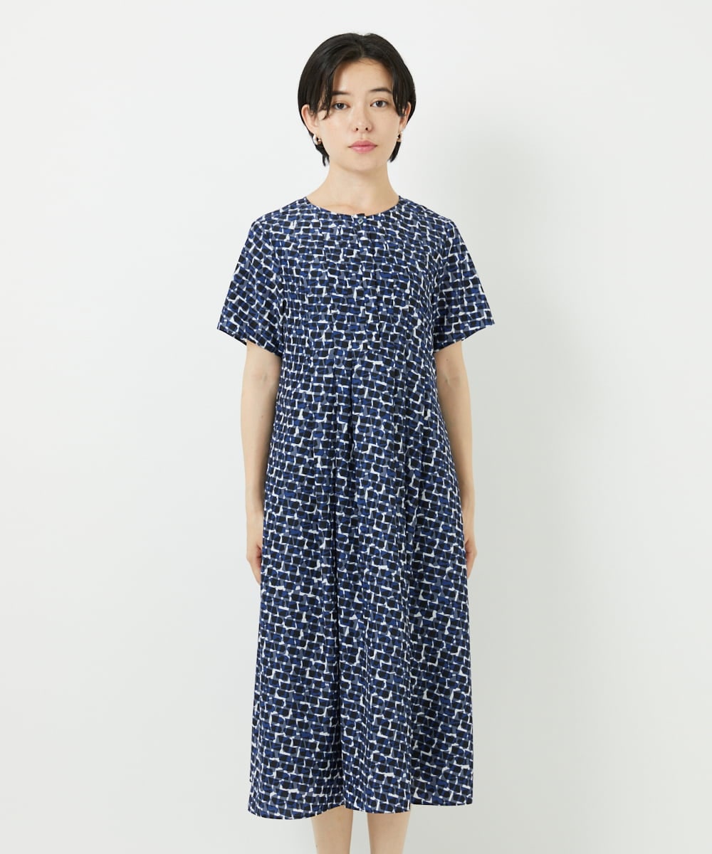 PHEHA57490 GEORGES RECH(小さいサイズ)(メゾン ドゥ サンク) ジオメトリックワンピース ネイビー