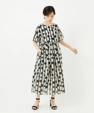 PHEHB08490 GEORGES RECH(小さいサイズ)(メゾン ドゥ サンク) ドットストライプシアーワンピース ブラック