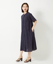 PHEHD43360 GEORGES RECH(小さいサイズ)(メゾン ドゥ サンク) スクエアドットバンドカラーワンピース ネイビー