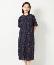 PHEHD43360 GEORGES RECH(小さいサイズ)(メゾン ドゥ サンク) スクエアドットバンドカラーワンピース ネイビー