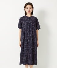PHEHD43360 GEORGES RECH(小さいサイズ)(メゾン ドゥ サンク) スクエアドットバンドカラーワンピース ネイビー