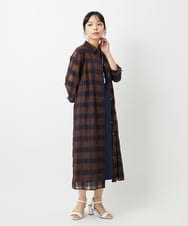PHEHE63430 GEORGES RECH(小さいサイズ)(メゾン ドゥ サンク) シアーチェックレイヤードワンピース アイボリー