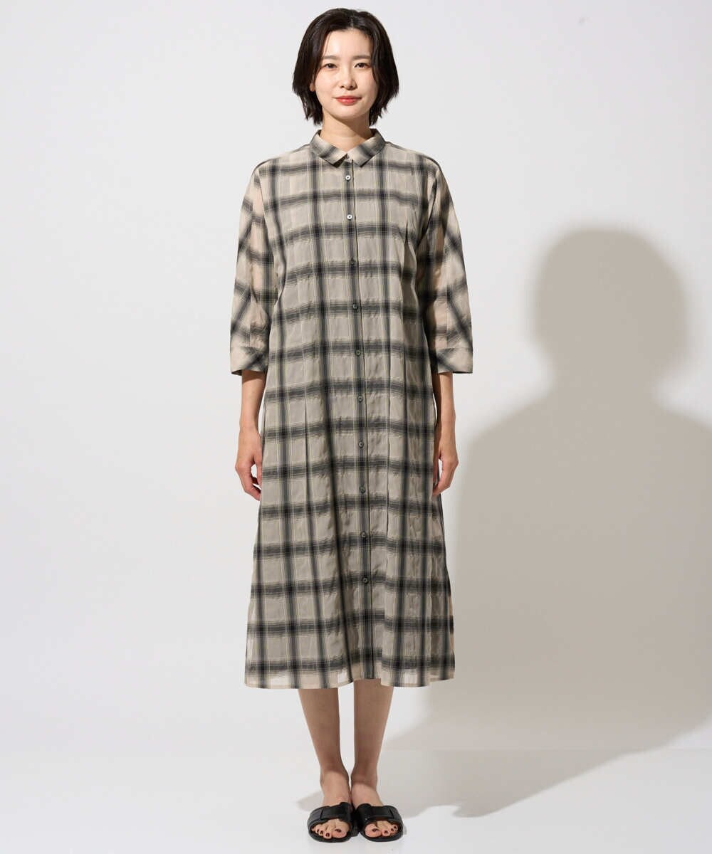 PHEHE63430 GEORGES RECH(小さいサイズ)(メゾン ドゥ サンク) シアーチェックレイヤードワンピース アイボリー