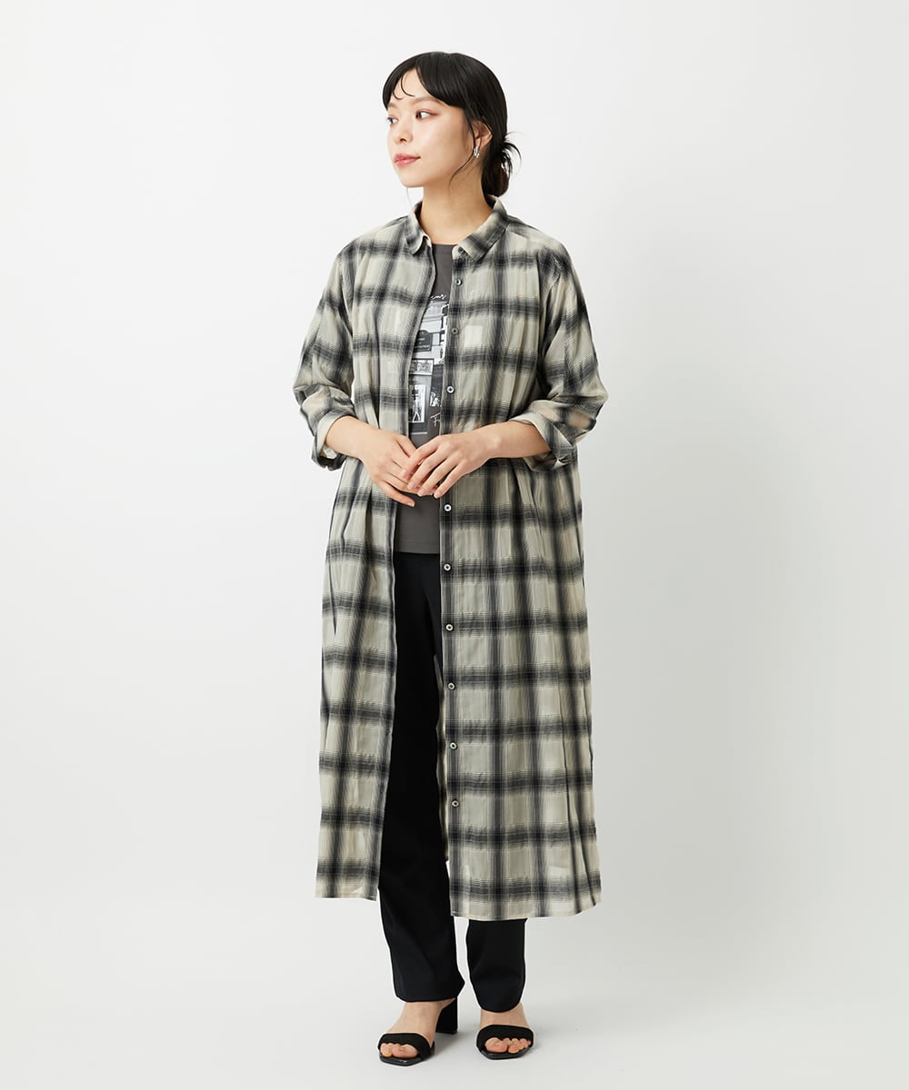 PHEHE63430 GEORGES RECH(小さいサイズ)(メゾン ドゥ サンク) シアーチェックレイヤードワンピース アイボリー