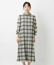 PHEHE63430 GEORGES RECH(小さいサイズ)(メゾン ドゥ サンク) シアーチェックレイヤードワンピース アイボリー