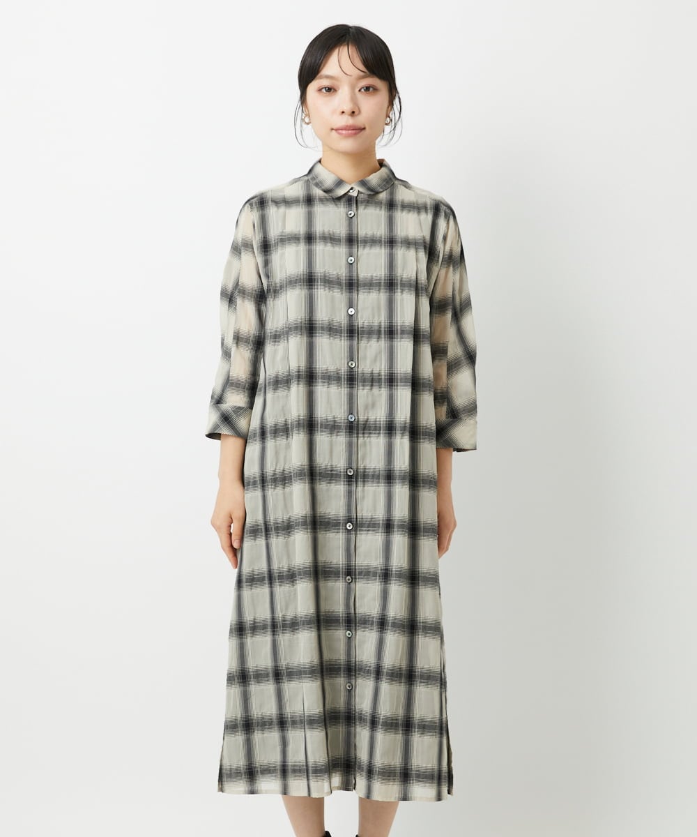 PHEHE63430 GEORGES RECH(小さいサイズ)(メゾン ドゥ サンク) シアーチェックレイヤードワンピース アイボリー