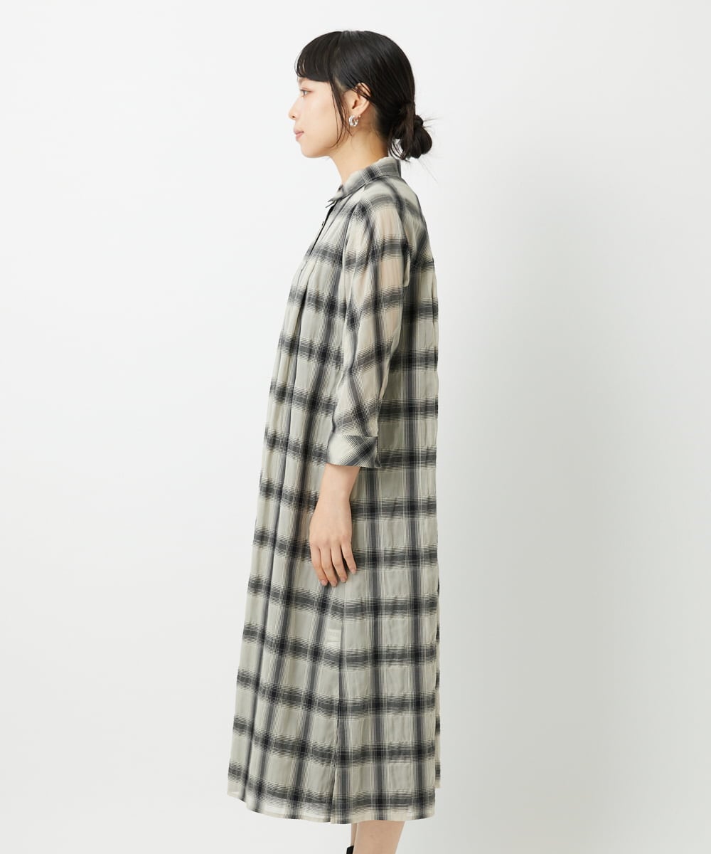 PHEHE63430 GEORGES RECH(小さいサイズ)(メゾン ドゥ サンク) シアーチェックレイヤードワンピース アイボリー