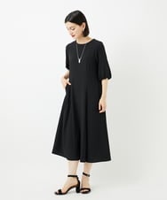 PHEJB21360 GEORGES RECH(小さいサイズ)(メゾン ドゥ サンク) [接触冷感/吸水速乾]ボリュームスリーブフレアワンピース ブラック