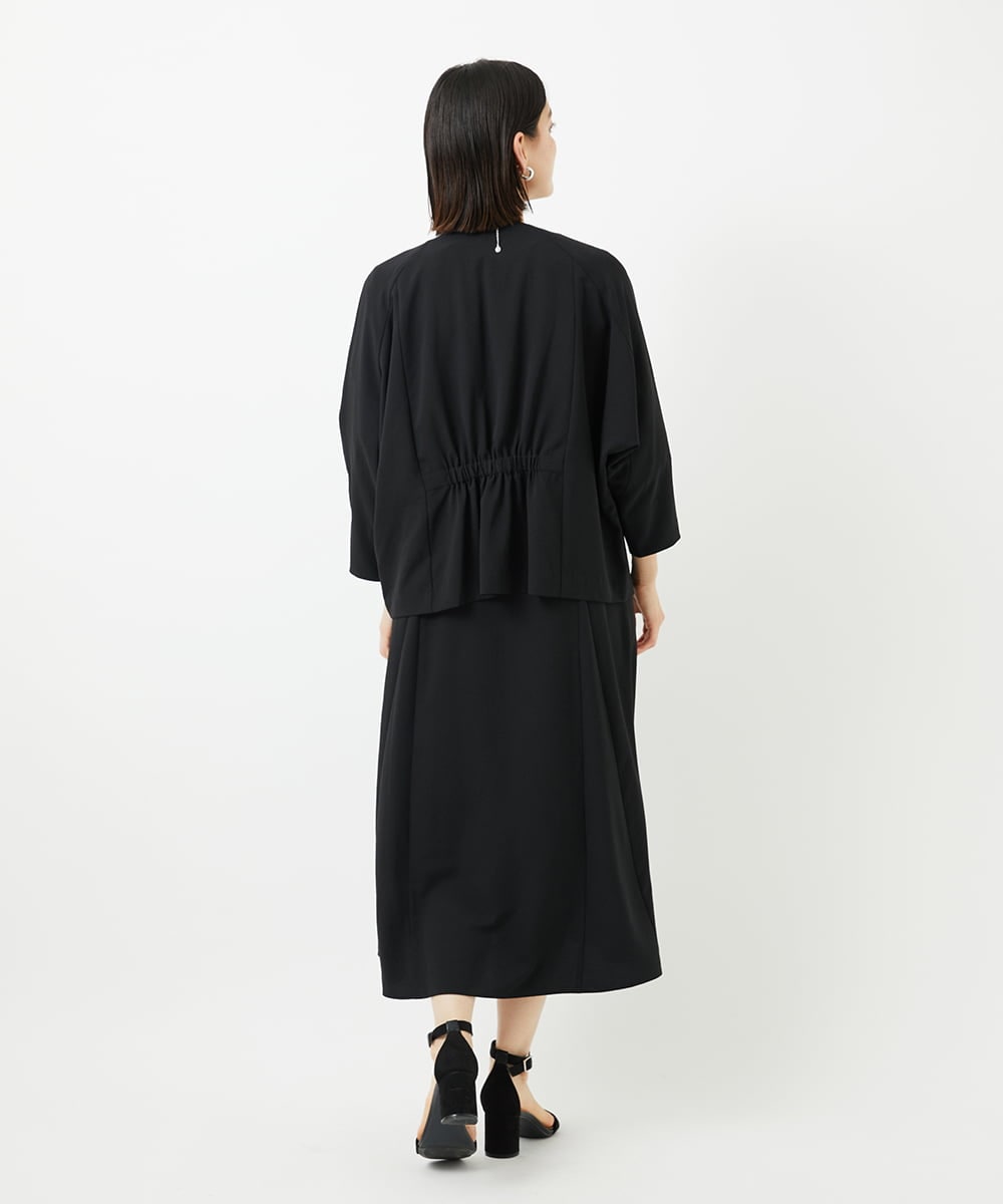 PHEJB21360 GEORGES RECH(小さいサイズ)(メゾン ドゥ サンク) [接触冷感/吸水速乾]ボリュームスリーブフレアワンピース ブラック
