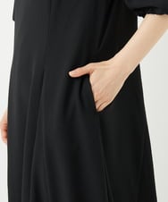 PHEJB21360 GEORGES RECH(小さいサイズ)(メゾン ドゥ サンク) [接触冷感/吸水速乾]ボリュームスリーブフレアワンピース ブラック