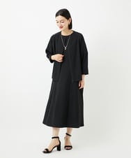 PHEJB21360 GEORGES RECH(小さいサイズ)(メゾン ドゥ サンク) [接触冷感/吸水速乾]ボリュームスリーブフレアワンピース ブラック