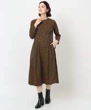 PHEJB41490 GEORGES RECH(小さいサイズ)(メゾン ドゥ サンク) Aラインオパールチェックワンピース オレンジ