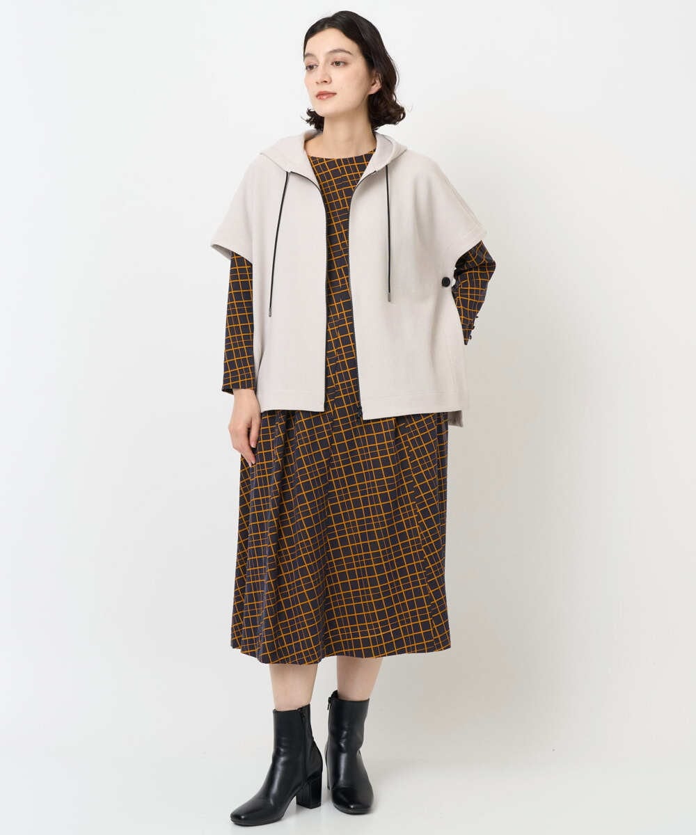 PHEJB41490 GEORGES RECH(小さいサイズ)(メゾン ドゥ サンク) Aラインオパールチェックワンピース オレンジ