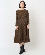 PHEJB41490 GEORGES RECH(小さいサイズ)(メゾン ドゥ サンク) Aラインオパールチェックワンピース オレンジ