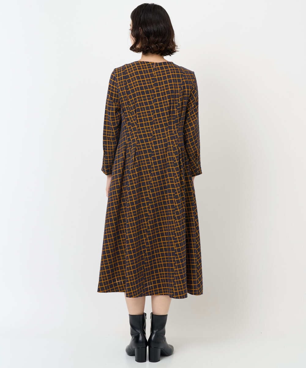 PHEJB41490 GEORGES RECH(小さいサイズ)(メゾン ドゥ サンク) Aラインオパールチェックワンピース オレンジ