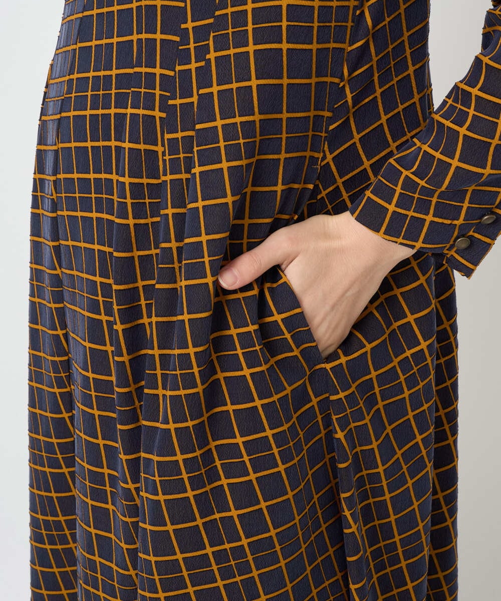 PHEJB41490 GEORGES RECH(小さいサイズ)(メゾン ドゥ サンク) Aラインオパールチェックワンピース オレンジ
