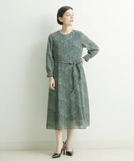 PHEJQ23430 GEORGES RECH(小さいサイズ)(メゾン ドゥ サンク) プリントシフォンワンピース ライトグレー