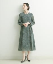 PHEJQ23430 GEORGES RECH(小さいサイズ)(メゾン ドゥ サンク) プリントシフォンワンピース ライトグレー