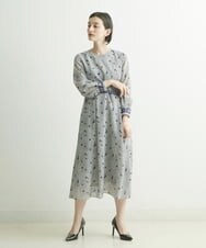 PHEJQ23430 GEORGES RECH(小さいサイズ)(メゾン ドゥ サンク) プリントシフォンワンピース ライトグレー
